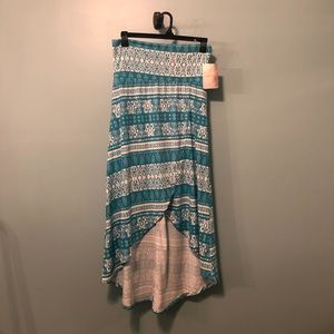 Brand New Lily Rose High Low Teal Patterned Skirt